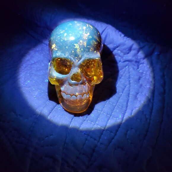 Amber Reconstituted Carved Amber Skull 3.5" x 3.5" x 2" Reconstituted Amber - Picture 8 of 16
